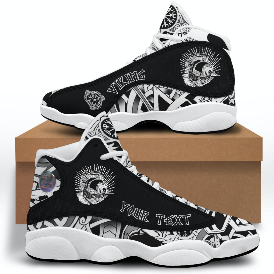(Custom) Viking - Ship Ink Drawings Sneakers J13 RLT12