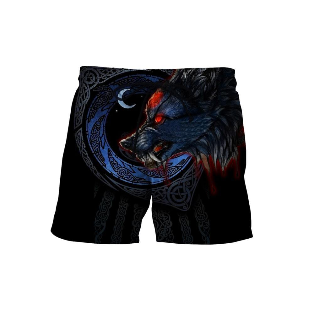 Viking Shorts - Fenrir Viking Wolf 3D RLT12
