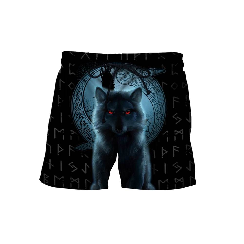 Viking Shorts - Fenrir Viking Wolf and Moon 3D RLT12