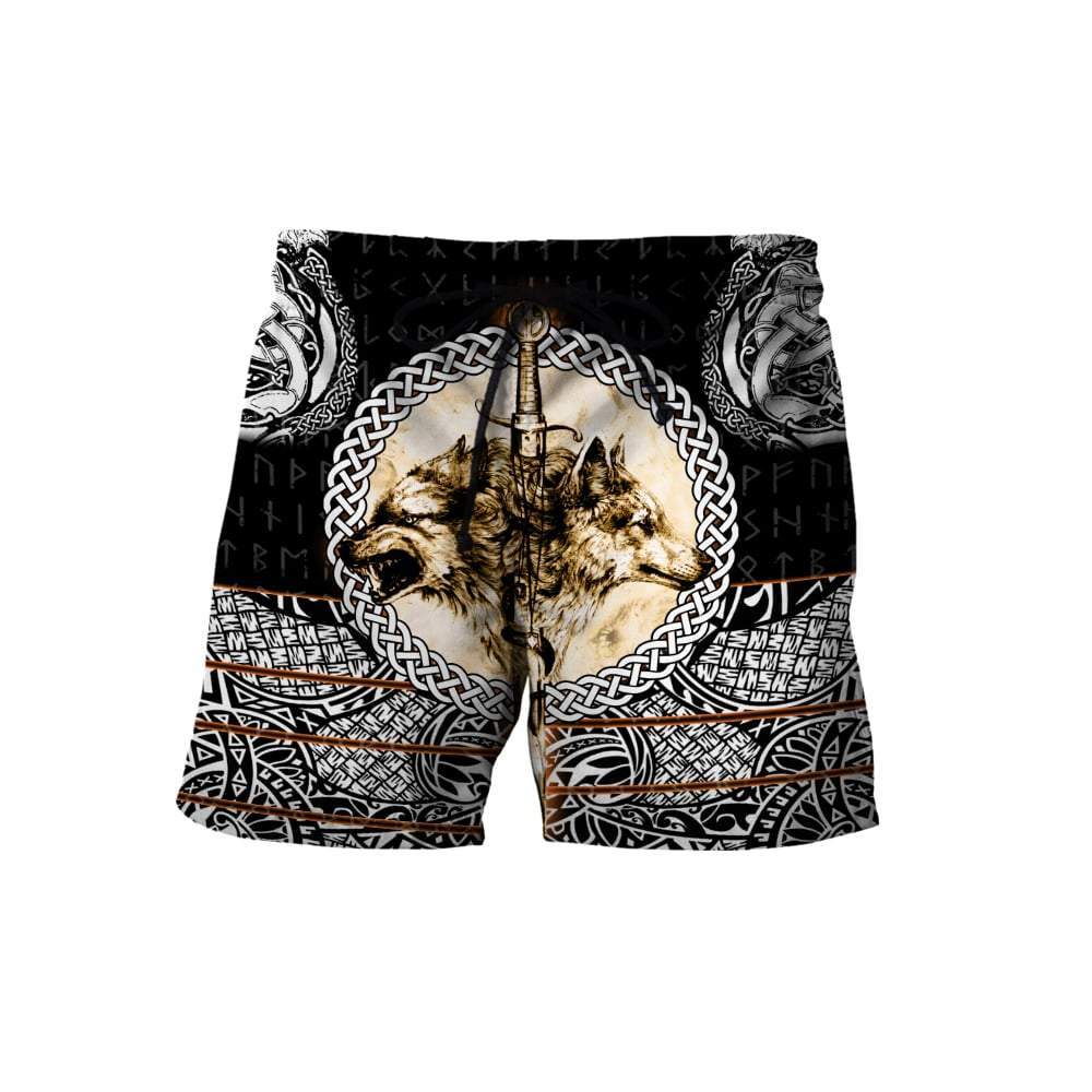 Viking Shorts - Wolf and Vikings Tattoo 3D RLT12