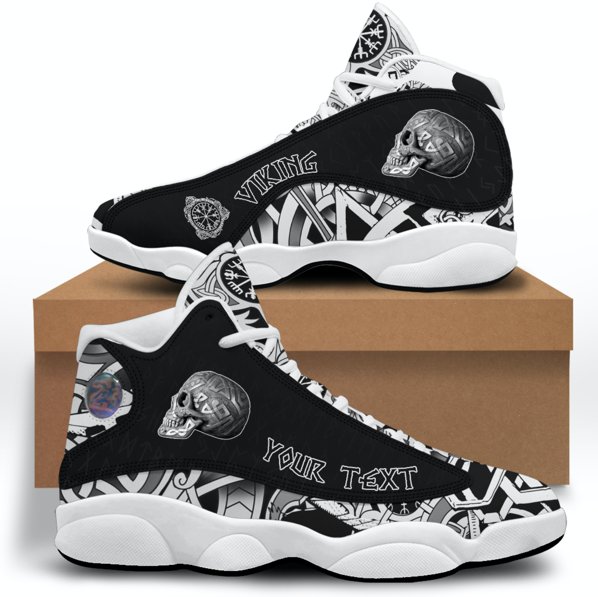(Custom) Viking - Silver Plaster Skull Left Side Isolated Sneakers J13 RLT12