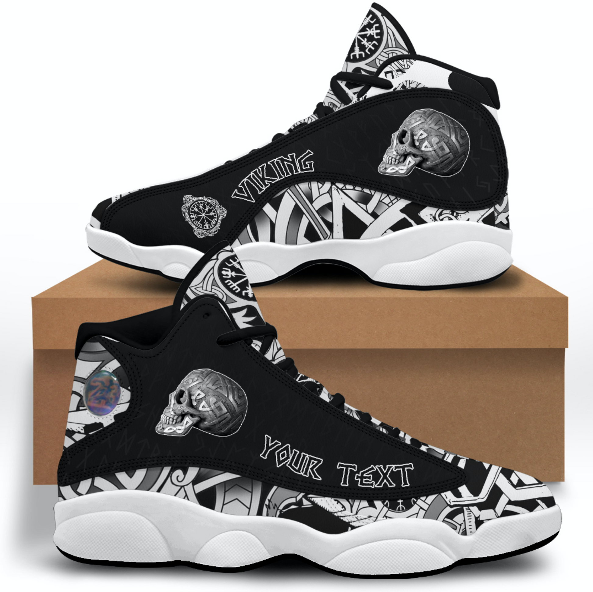 (Custom) Viking - Silver Plaster Skull Left Side Isolated Sneakers J13 RLT12