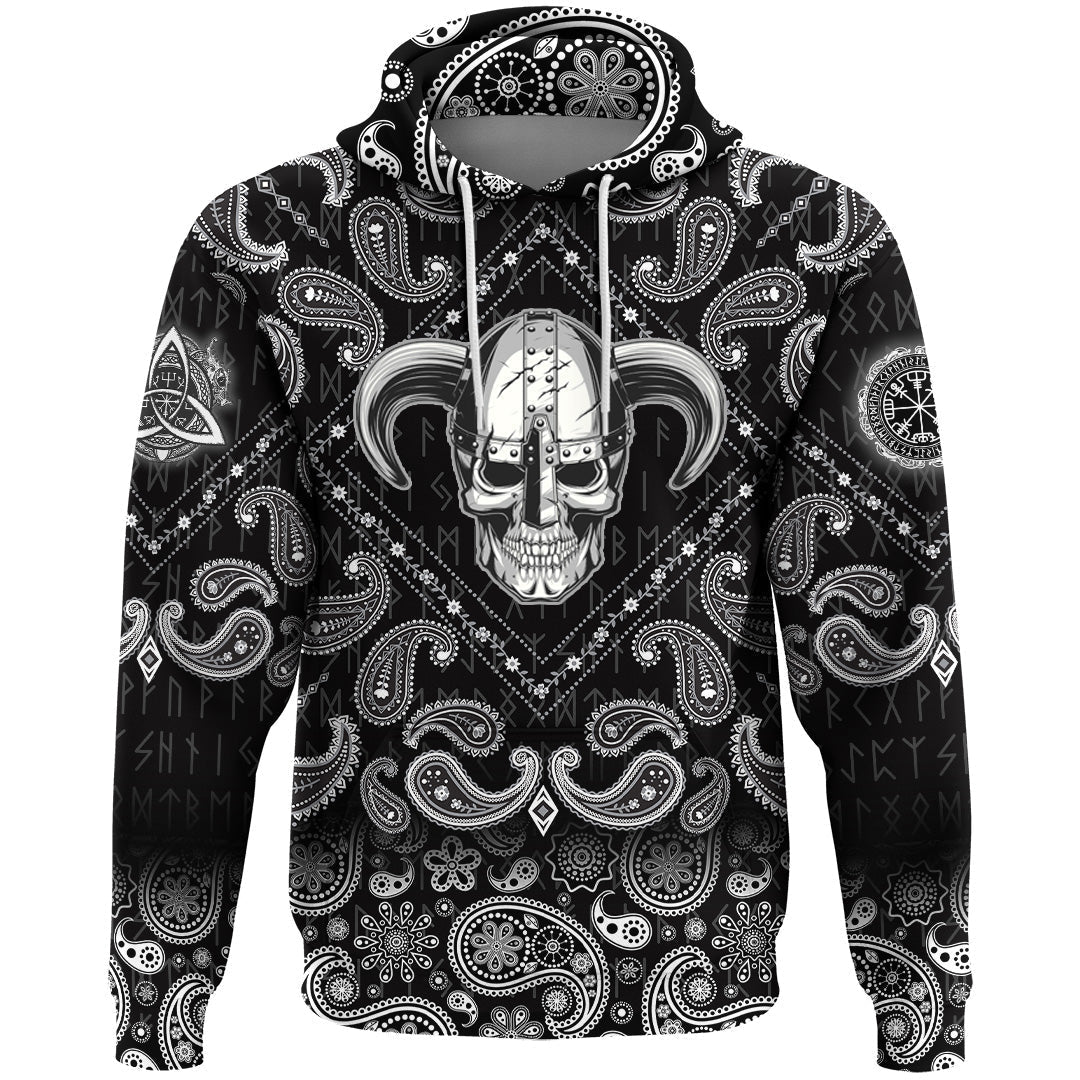 Viking Hoodie Skull Helmet New with Bandana Paisley Style RLT12