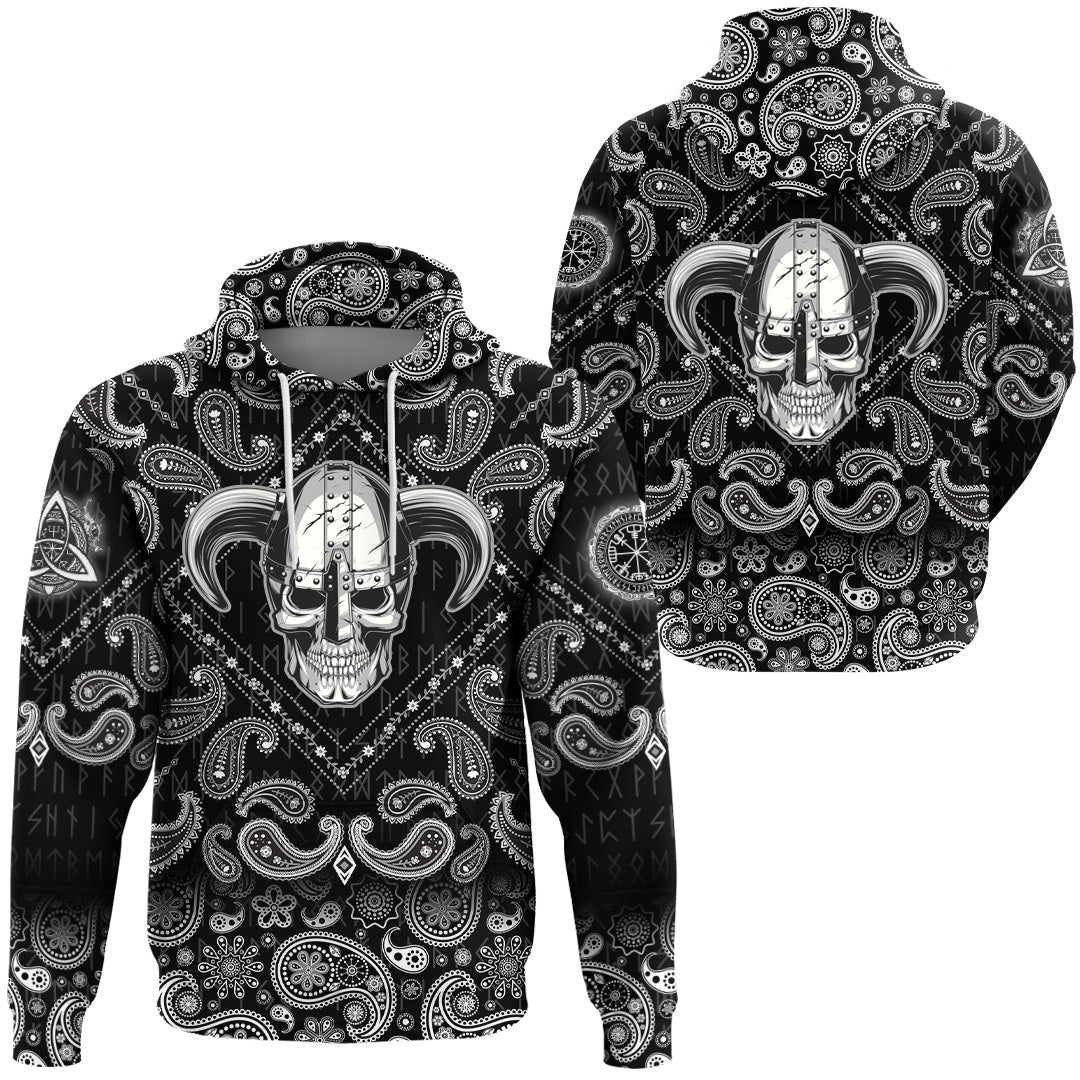 Viking Hoodie Skull Helmet New with Bandana Paisley Style RLT12