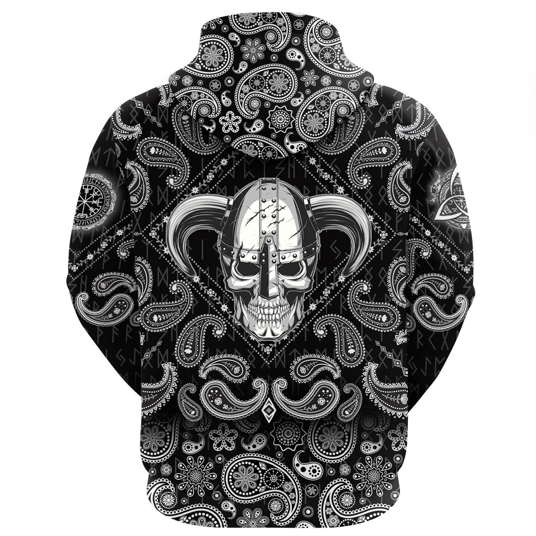 Viking Hoodie Skull Helmet New with Bandana Paisley Style RLT12