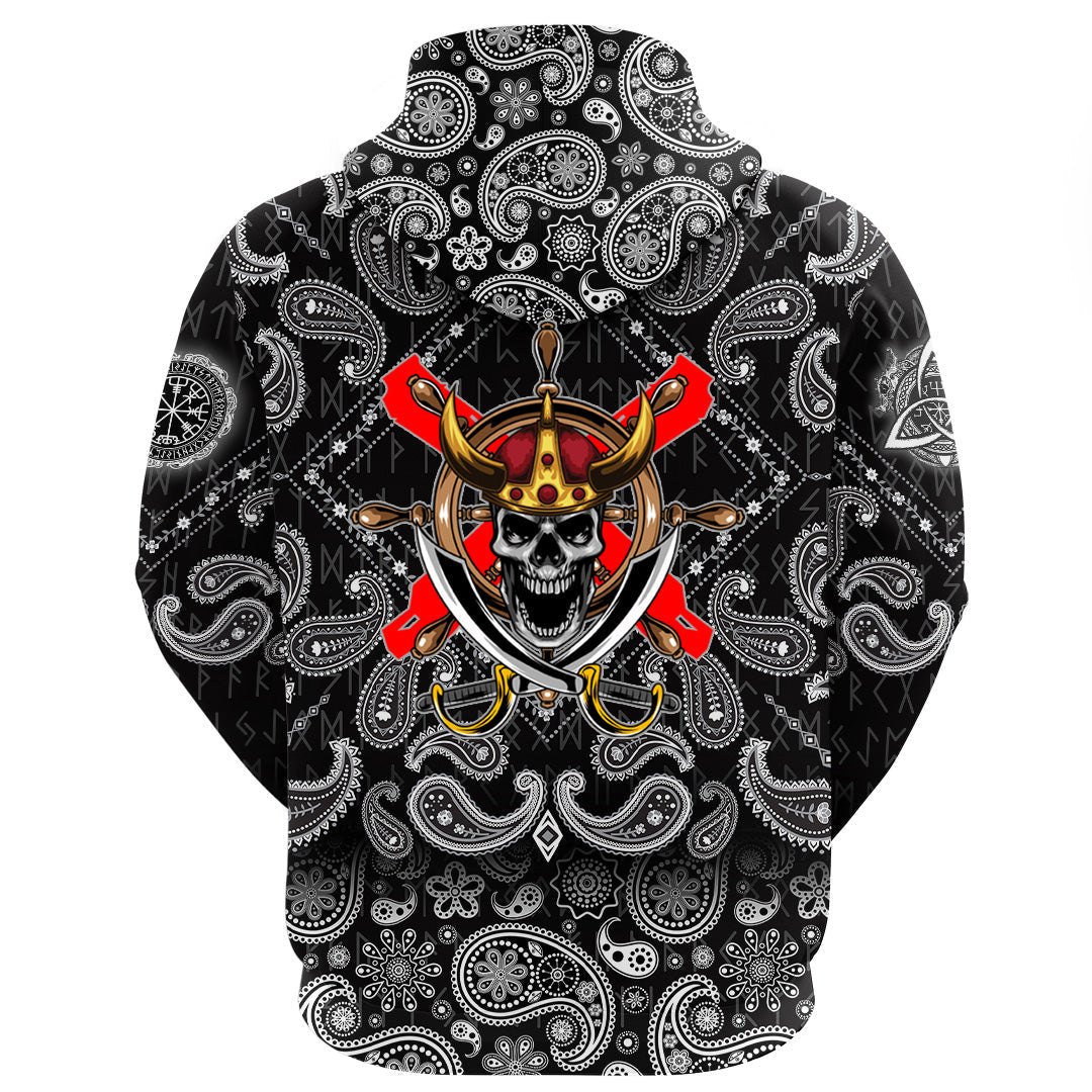 Viking Hoodie Skull Sword with Bandana Paisley Style RLT12