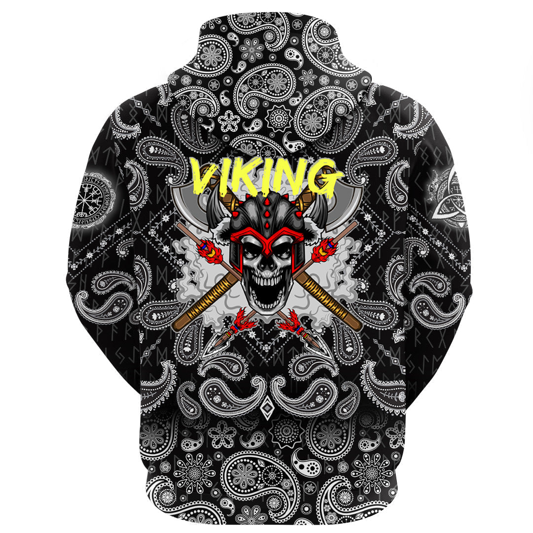 Viking Hoodie Skull and Sword with Bandana Paisley Style RLT12