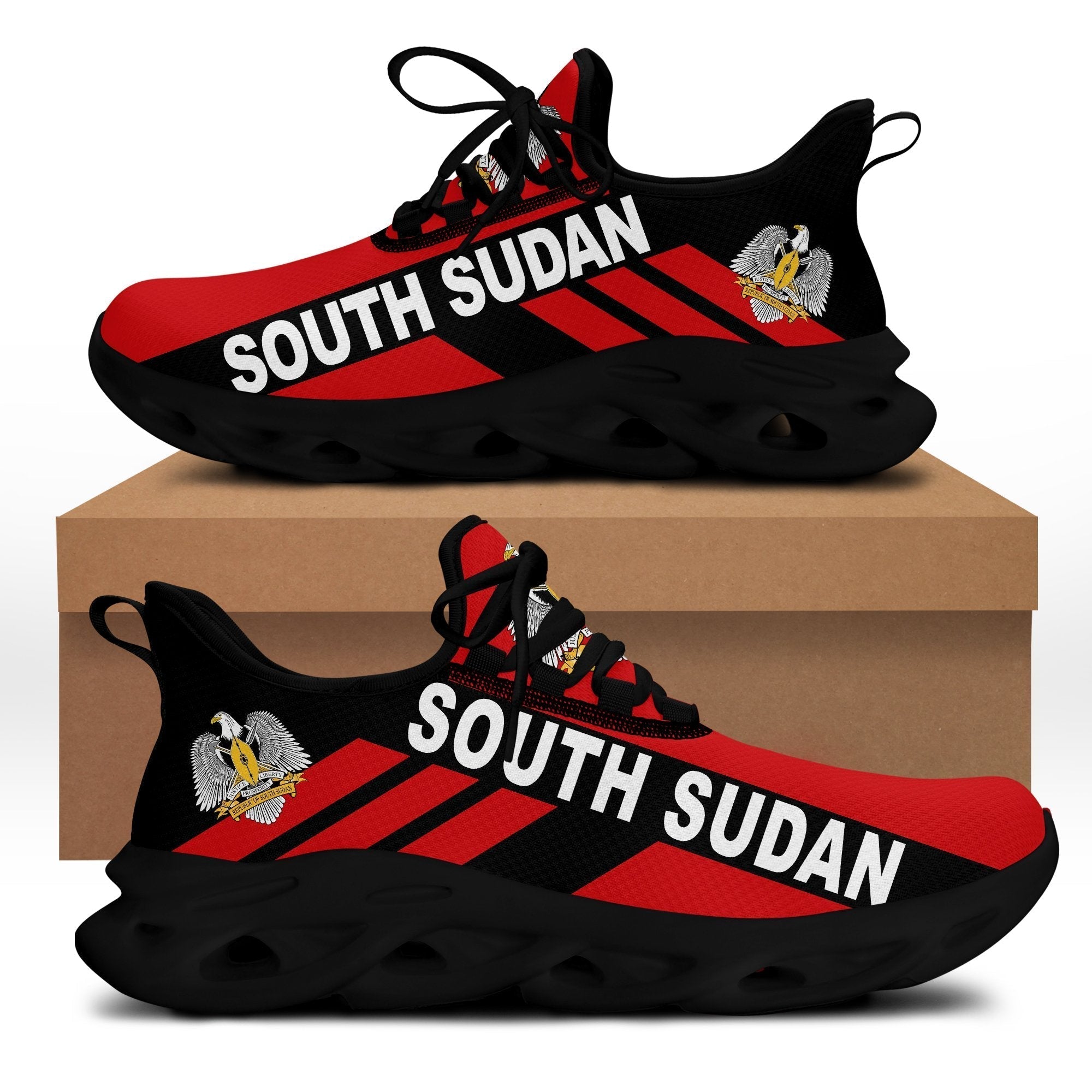 Wonder Print Shop Footwear - South Sudan Stripe Style Clunky Sneakers LT10
