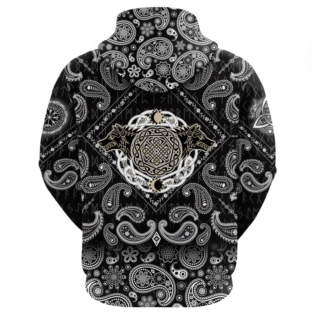 Viking Hoodie Special Hati and Skoll with Bandana Paisley Style RLT12