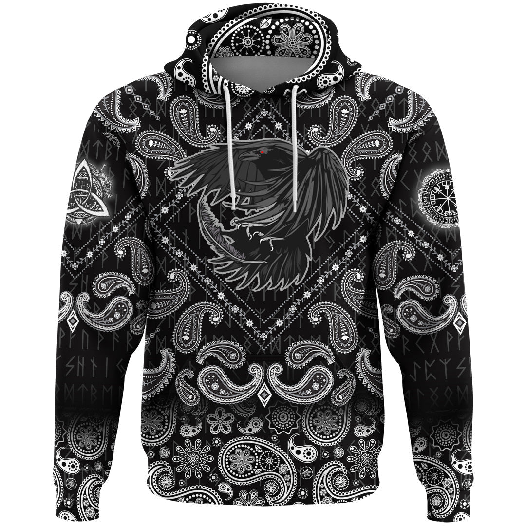 Viking Hoodie Special Raven with Bandana Paisley Style RLT12