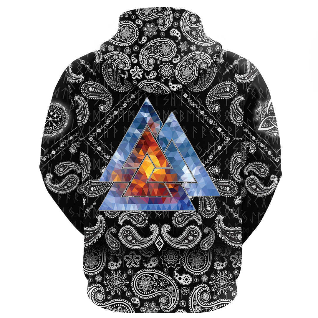 Viking Hoodie Special Valknut with Bandana Paisley Style RLT12