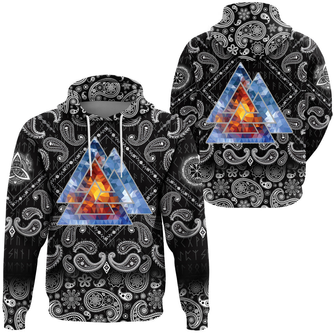 Viking Hoodie Special Valknut with Bandana Paisley Style RLT12