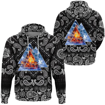 Viking Hoodie Special Valknut with Bandana Paisley Style RLT12