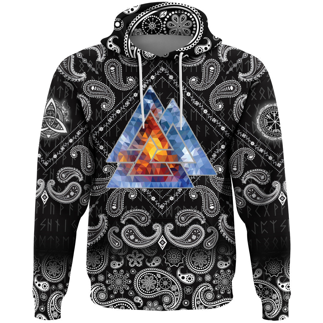 Viking Hoodie Special Valknut with Bandana Paisley Style RLT12