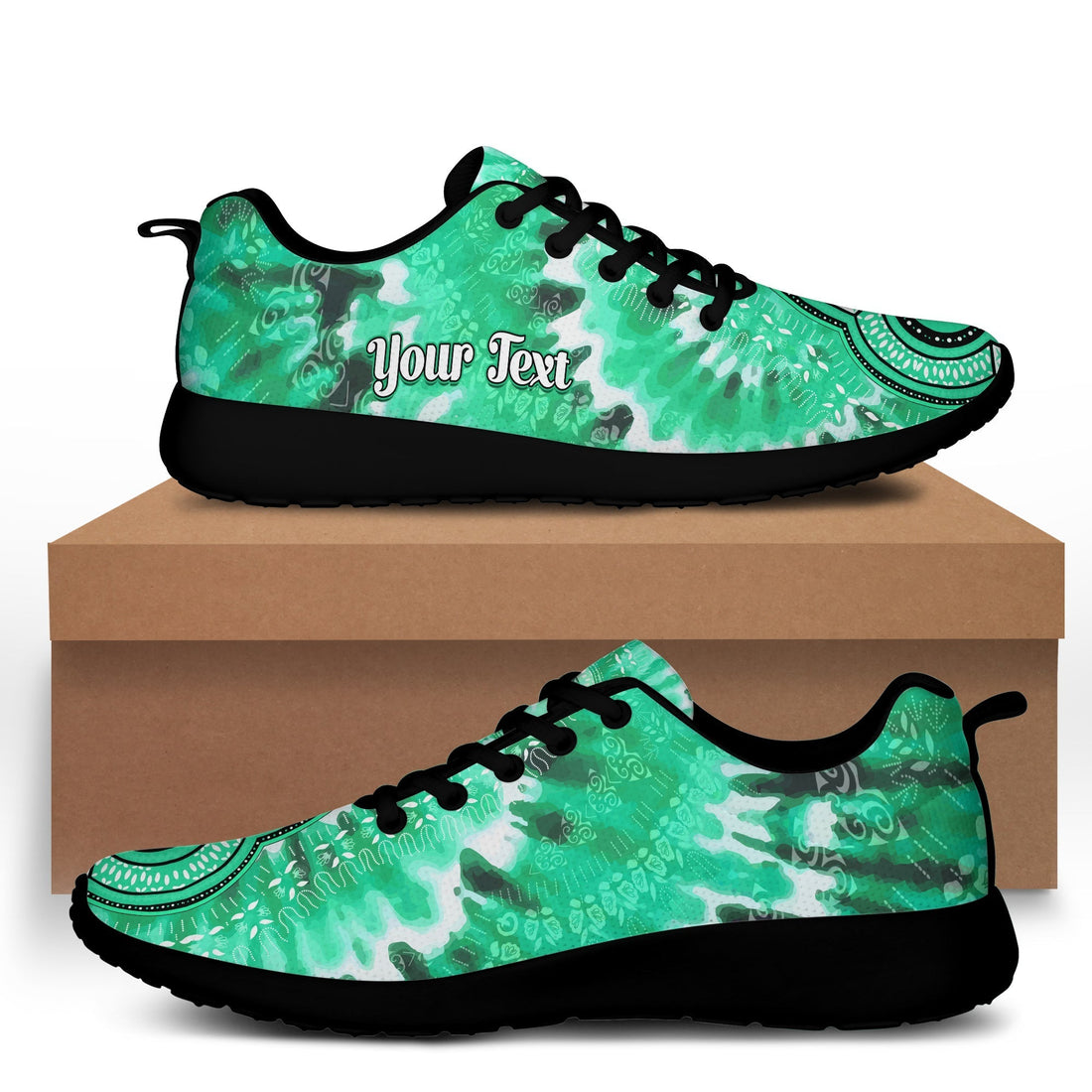 (Custom Personalised) Africa Tie Dye Sporty Sneakers Green Fashion LT13