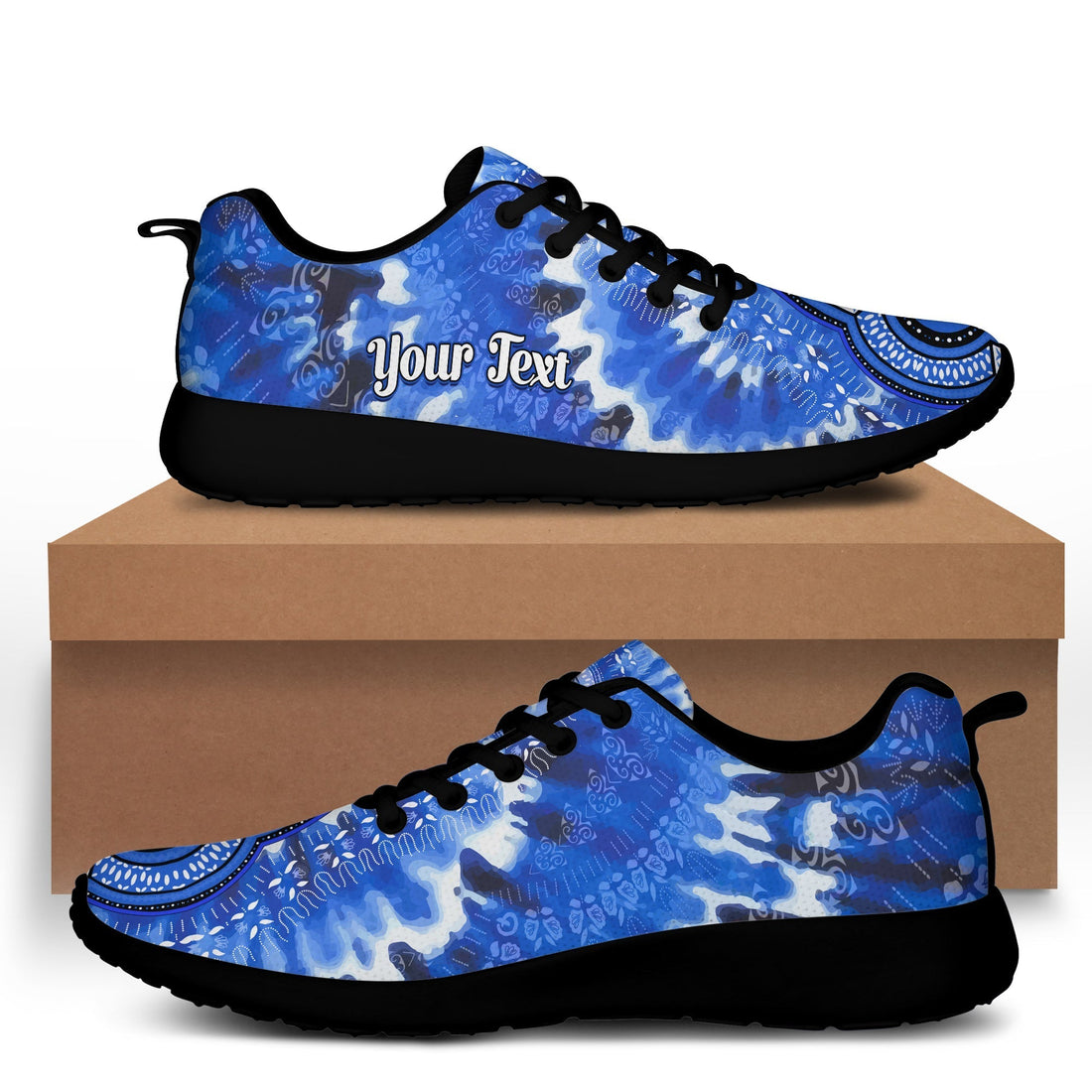 (Custom Personalised) Africa Tie Dye Sporty Sneakers Blue Fashion LT13