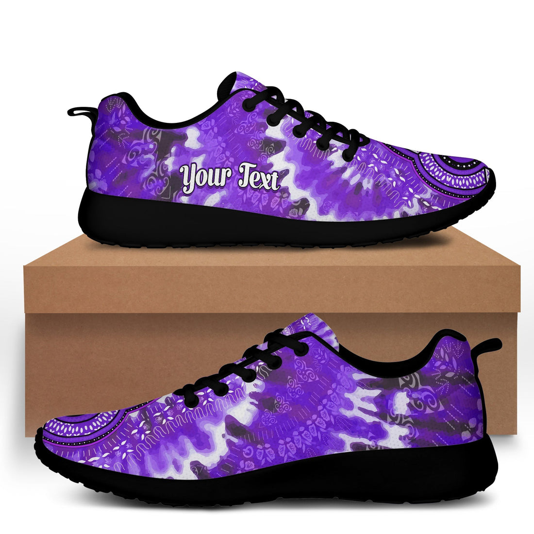 (Custom Personalised) Africa Tie Dye Sporty Sneakers Purple Fashion LT13