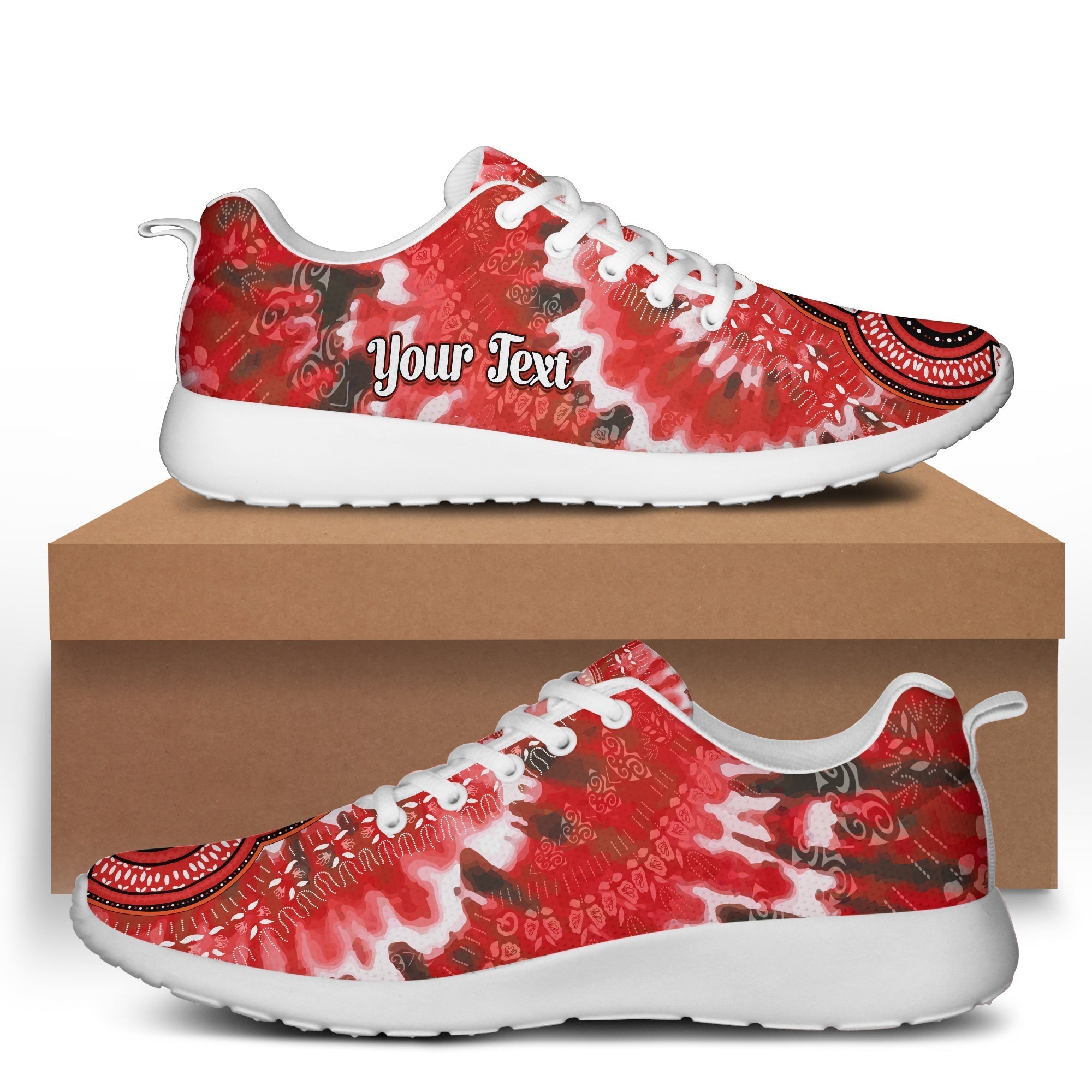 (Custom Personalised) Africa Tie Dye Sporty Sneakers Red Fashion LT13