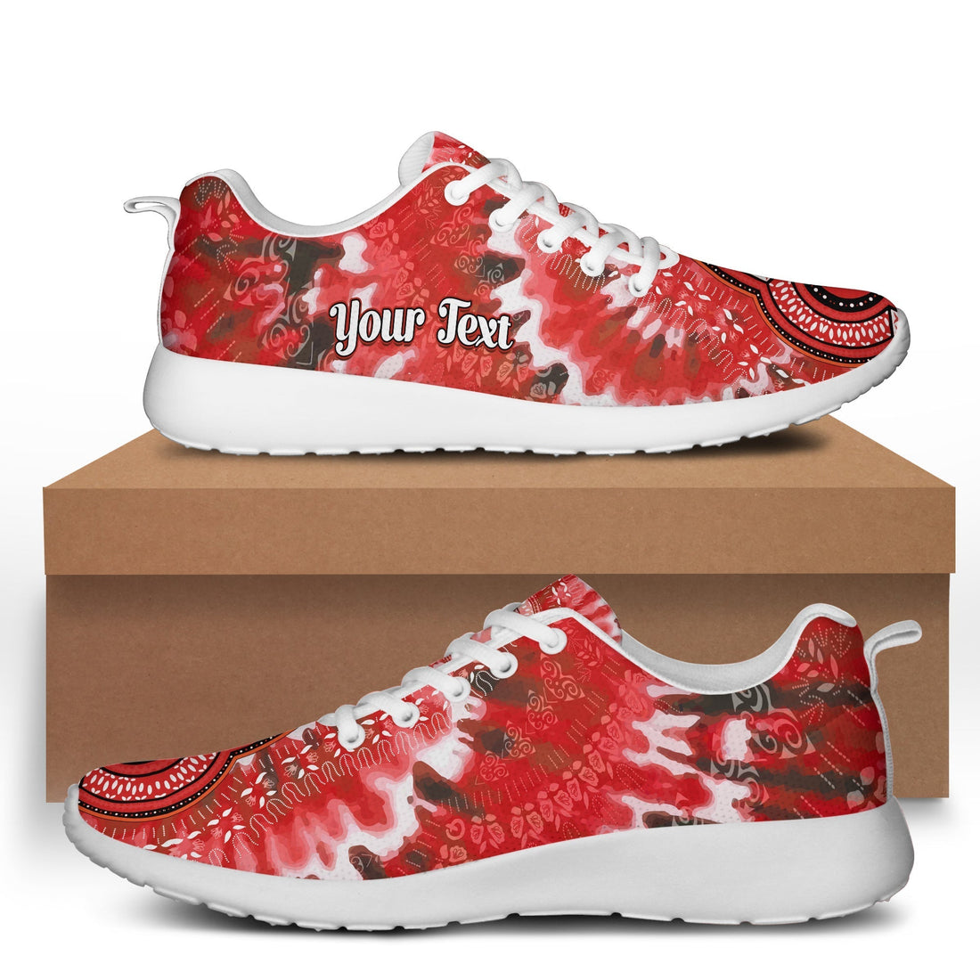 (Custom Personalised) Africa Tie Dye Sporty Sneakers Red Fashion LT13
