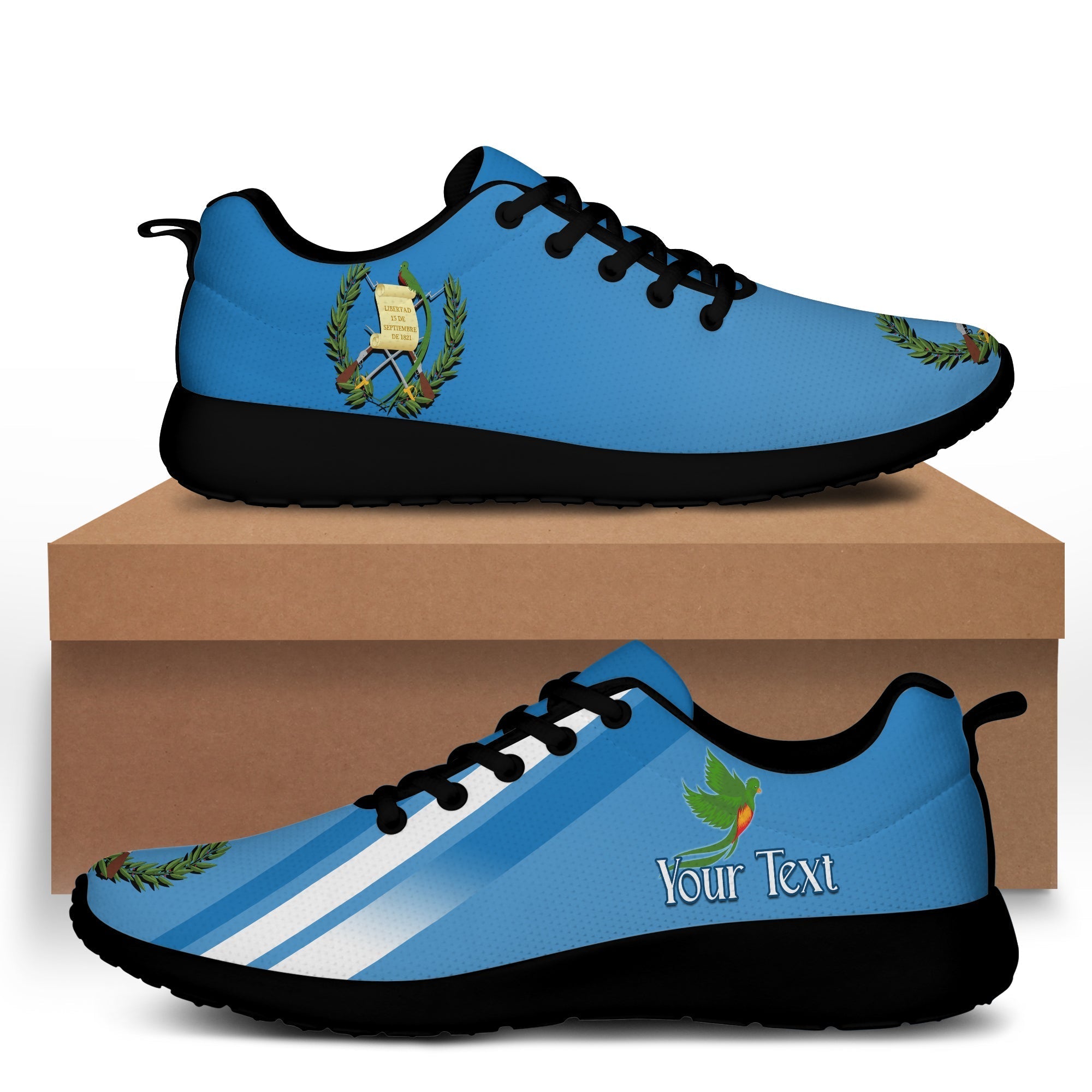 (Custom Personalised) Guatemala Sporty Sneakers Resplendent Quetzal Gorgeous LT13