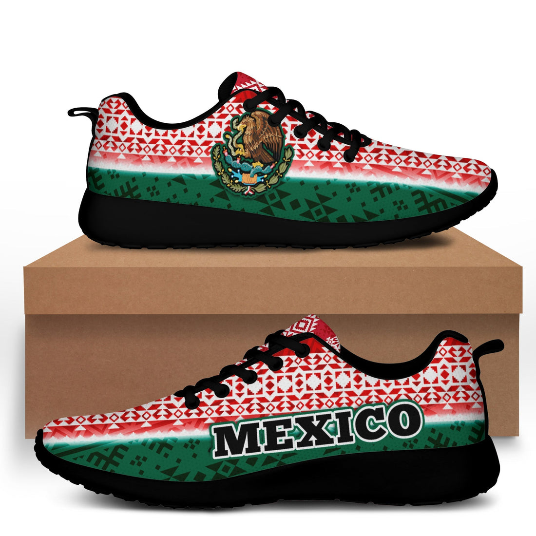 Happy Mexico Fathers Day Sporty Sneakers Mexican Aztec Pattern LT14