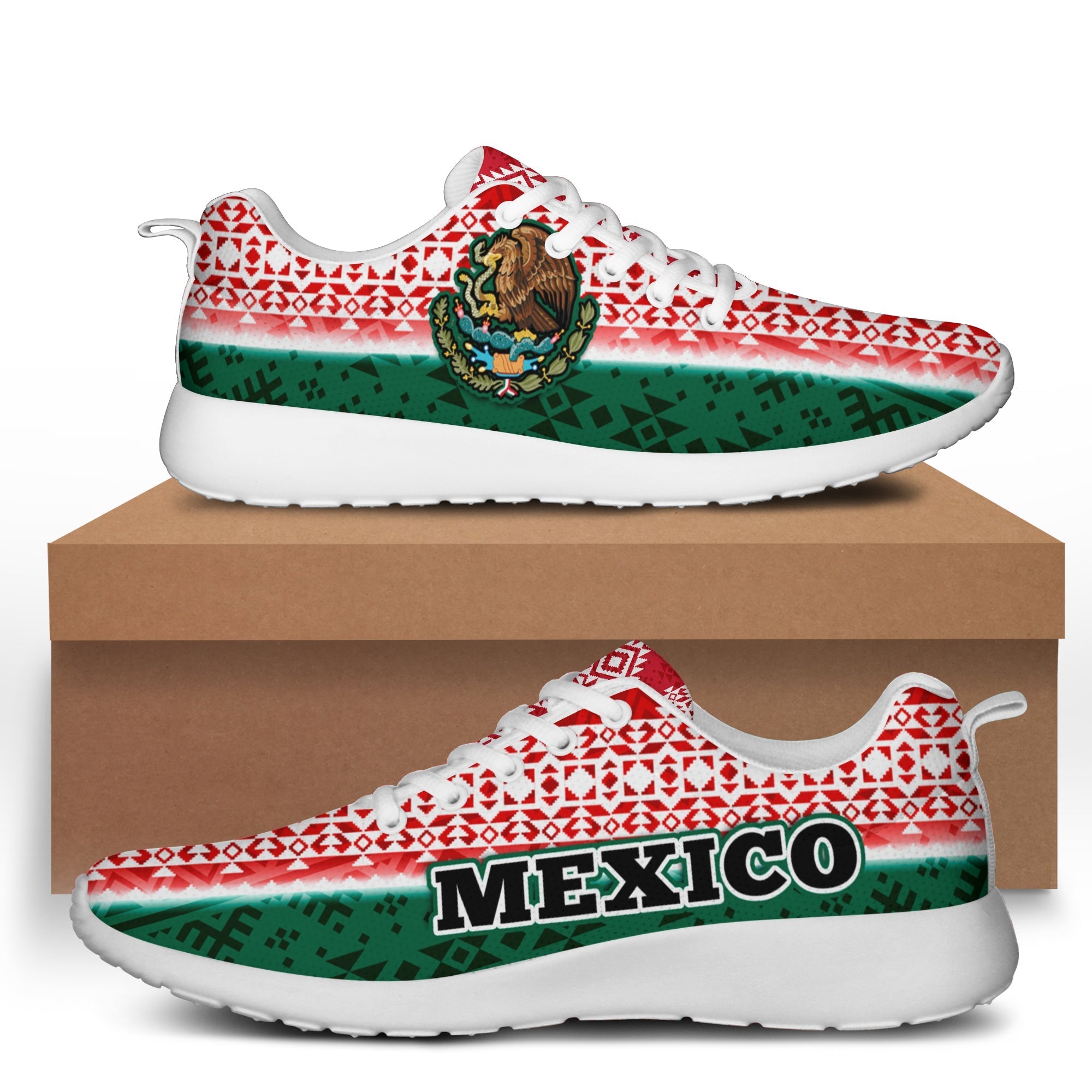 Happy Mexico Fathers Day Sporty Sneakers Mexican Aztec Pattern LT14