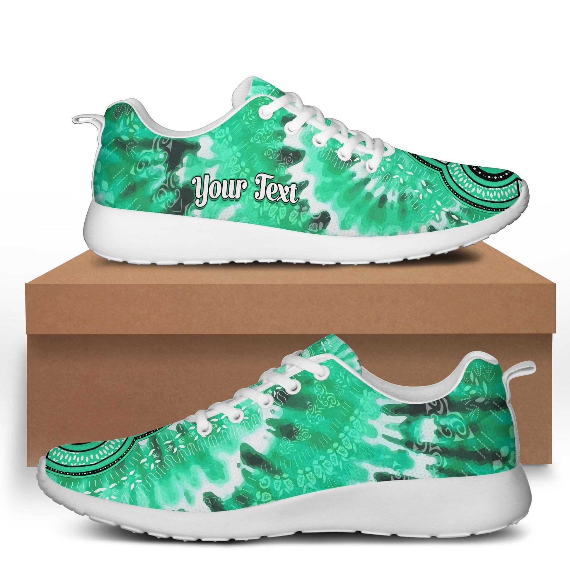 (Custom Personalised) Africa Tie Dye Sporty Sneakers Green Fashion LT13