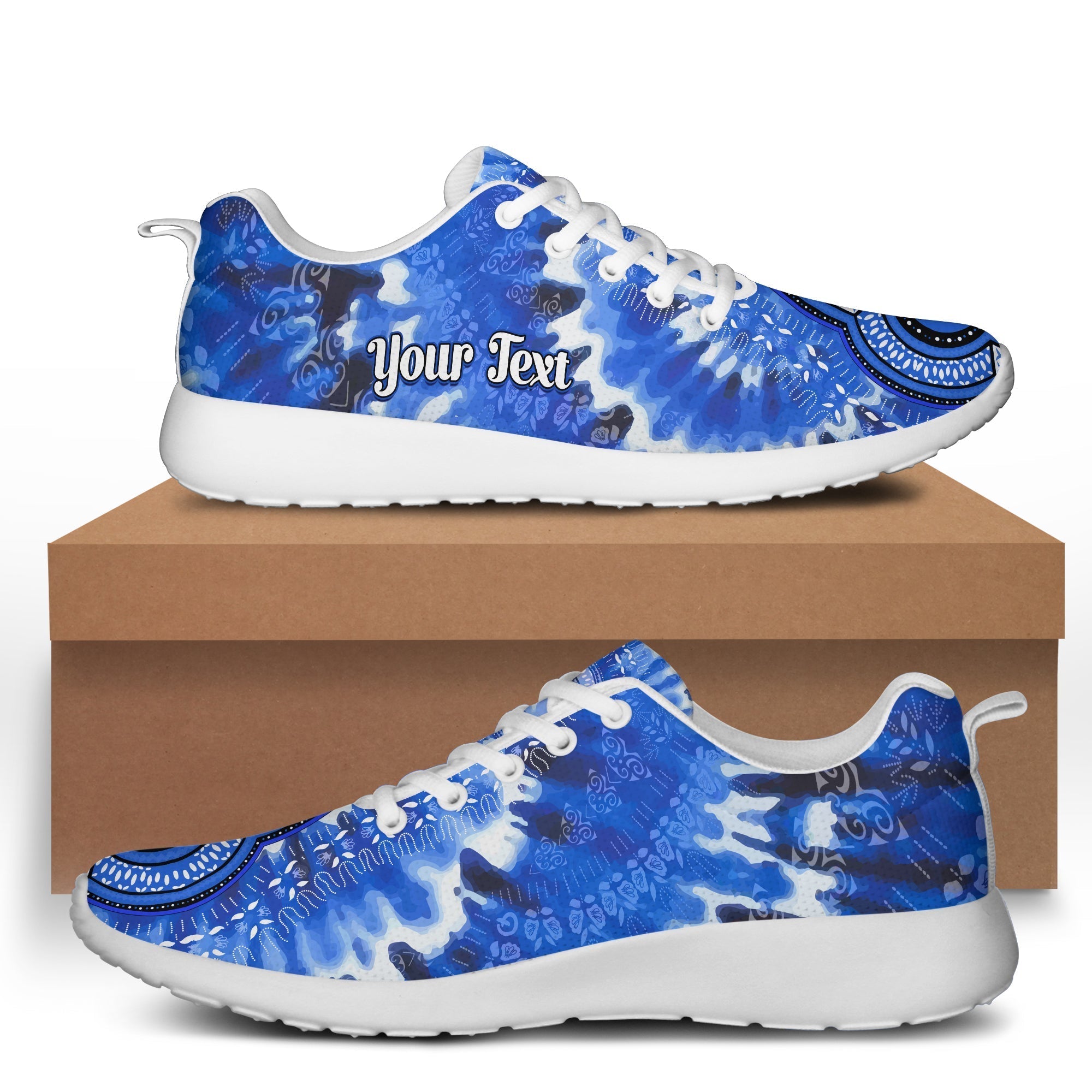 (Custom Personalised) Africa Tie Dye Sporty Sneakers Blue Fashion LT13