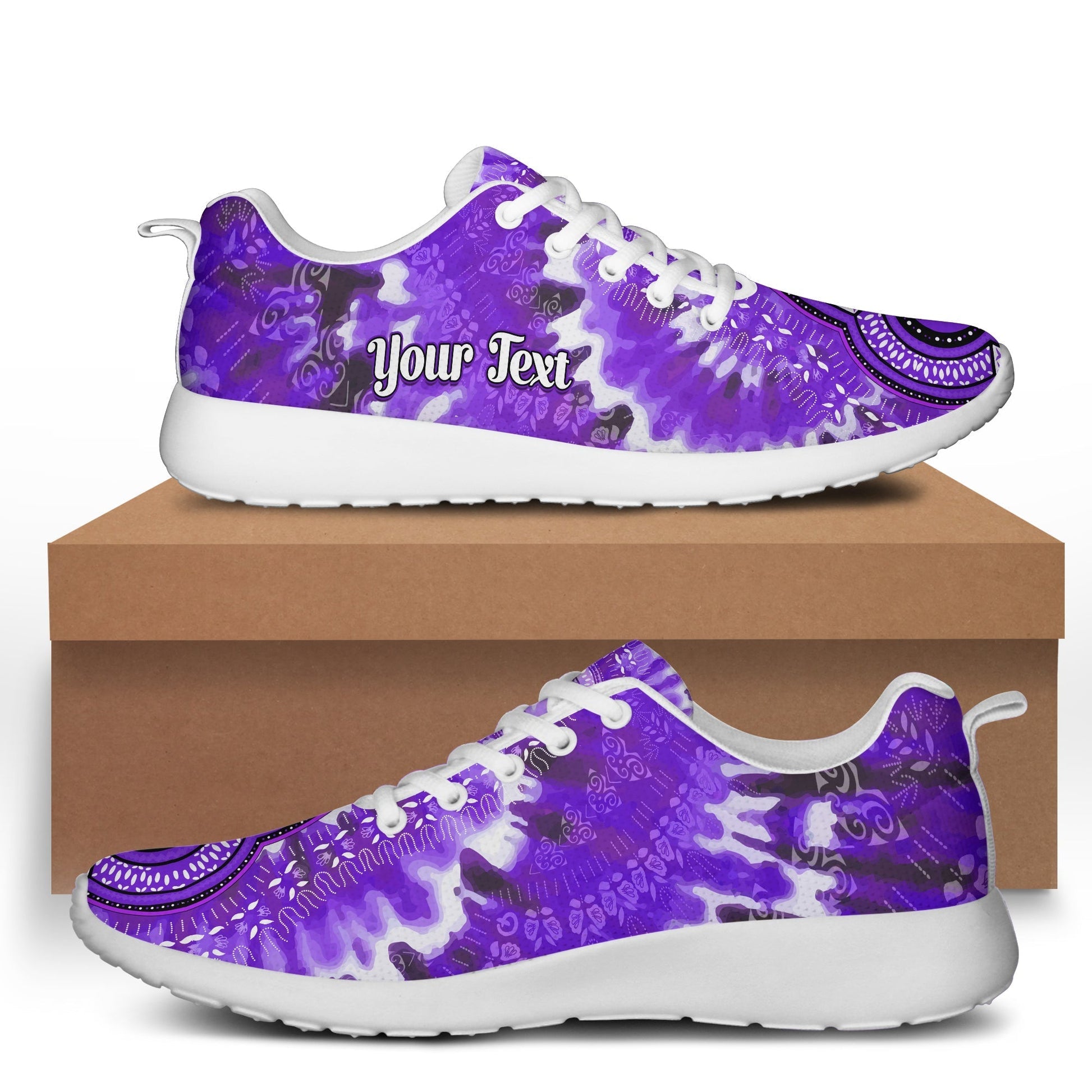 (Custom Personalised) Africa Tie Dye Sporty Sneakers Purple Fashion LT13
