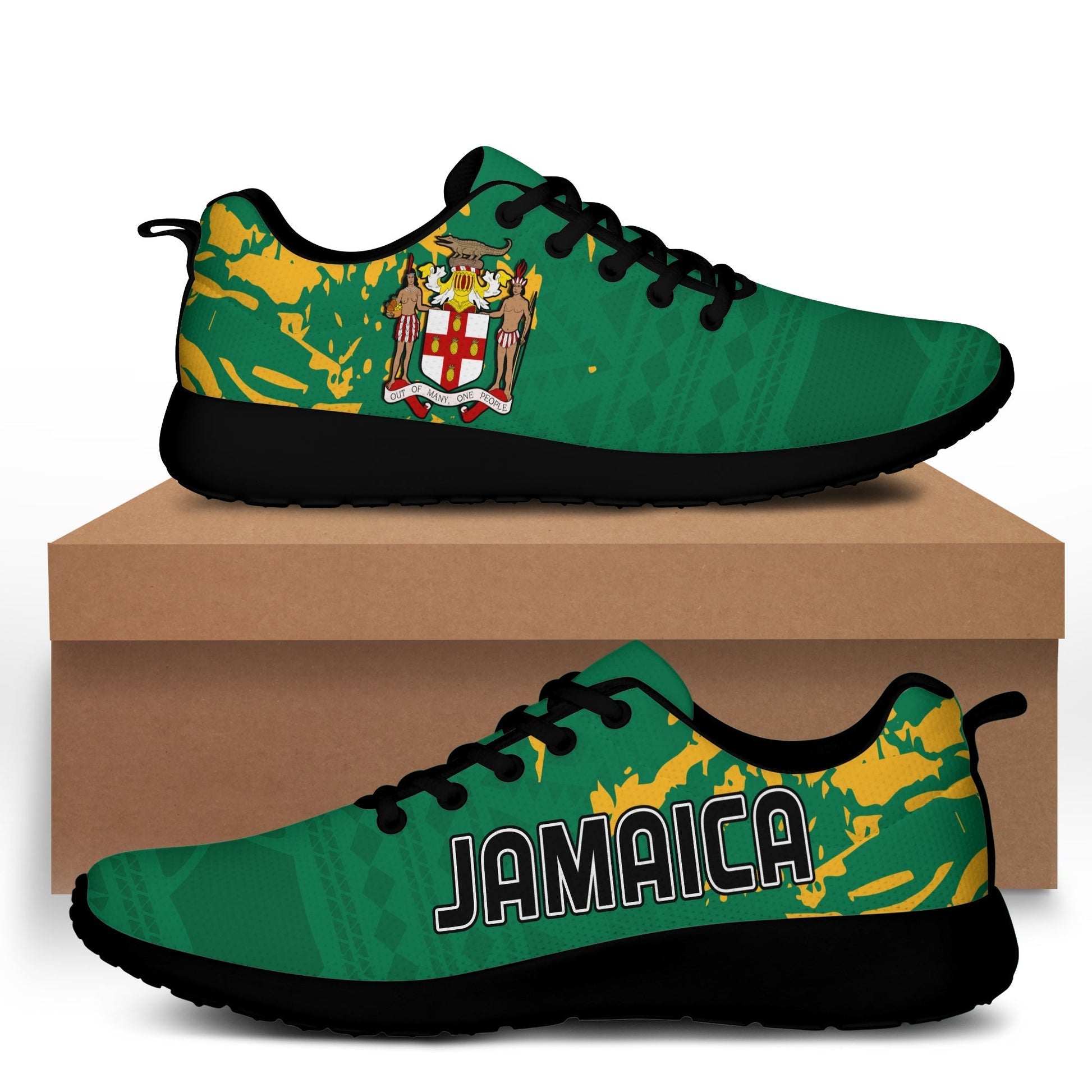Jamaica Athletics Sporty Sneakers Jamaican Flag With African Pattern Sporty Style LT14
