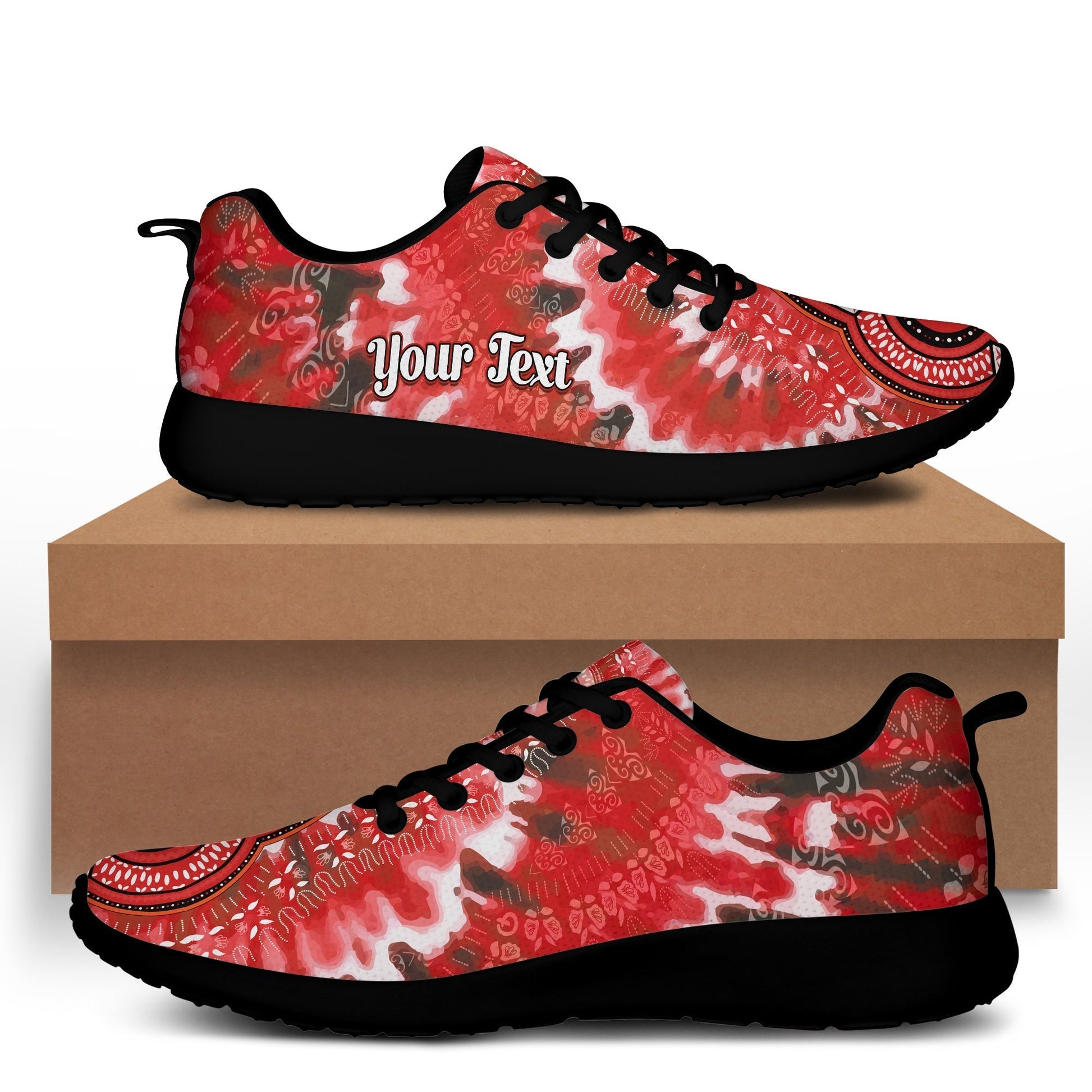 (Custom Personalised) Africa Tie Dye Sporty Sneakers Red Fashion LT13