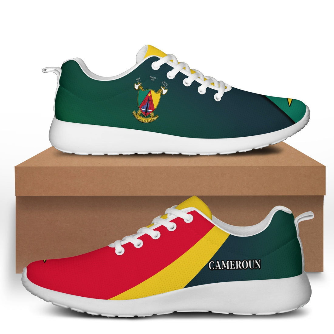 Cameroon Sporty Sneakers Map Cameroun Style Flag LT13