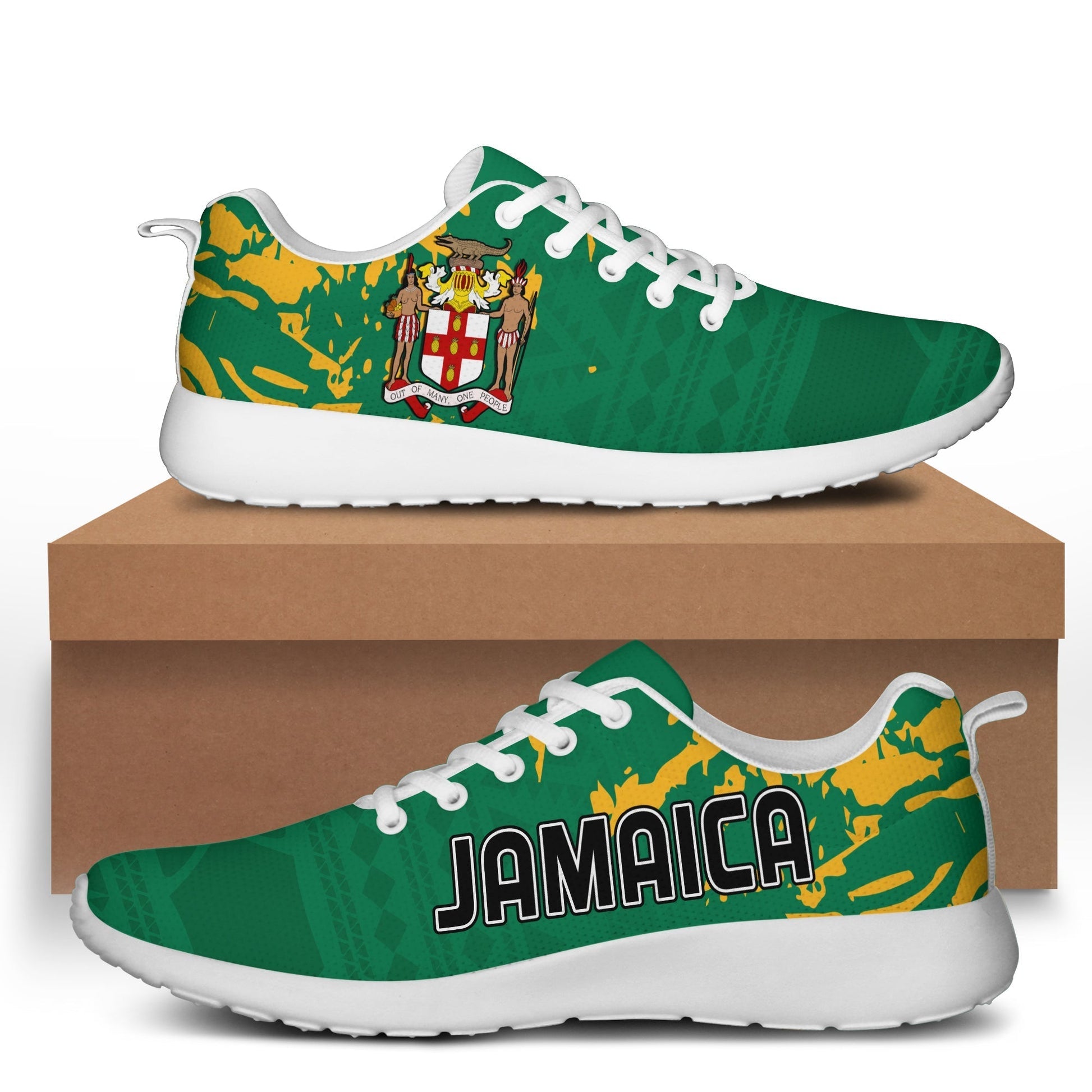Jamaica Athletics Sporty Sneakers Jamaican Flag With African Pattern Sporty Style LT14