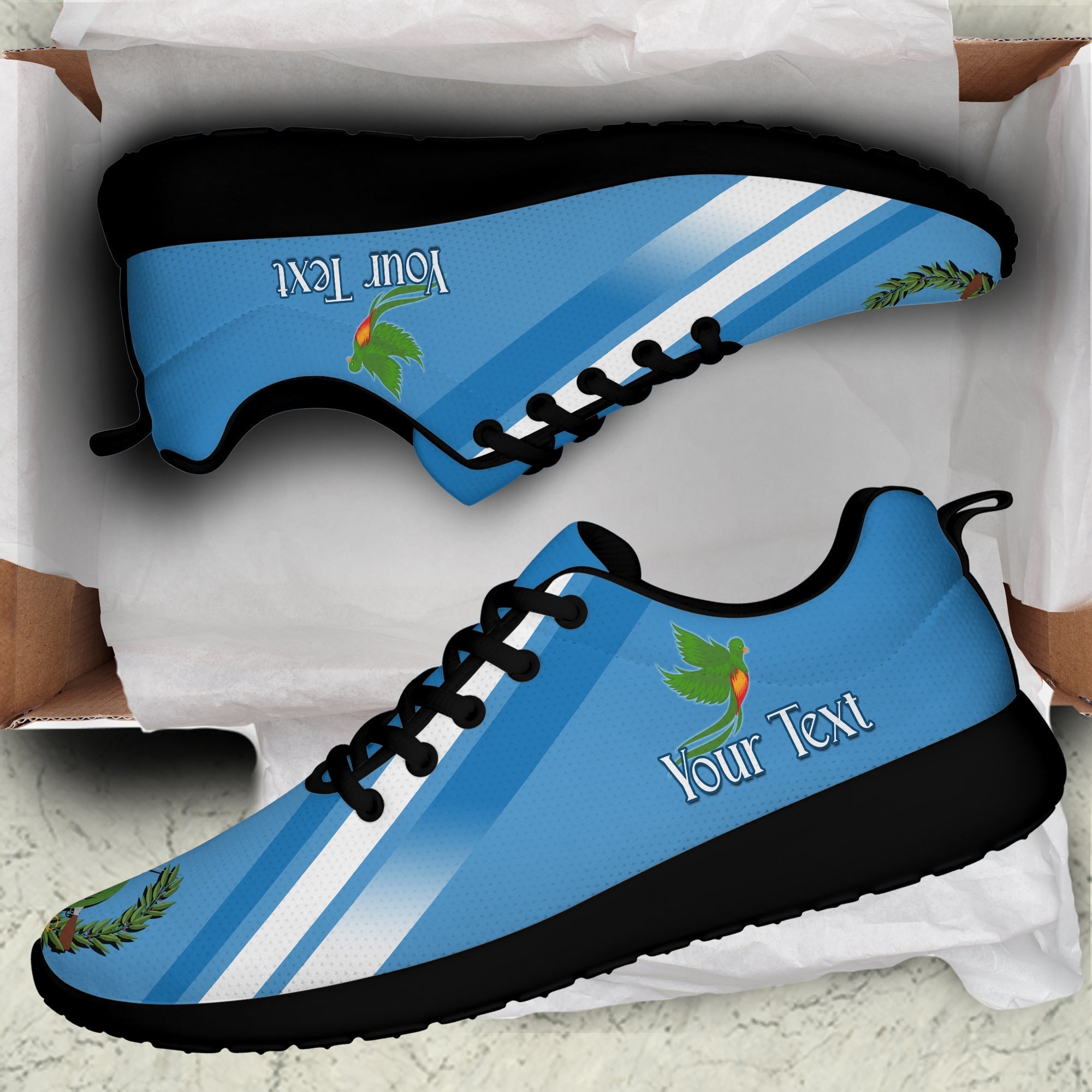 (Custom Personalised) Guatemala Sporty Sneakers Resplendent Quetzal Gorgeous LT13