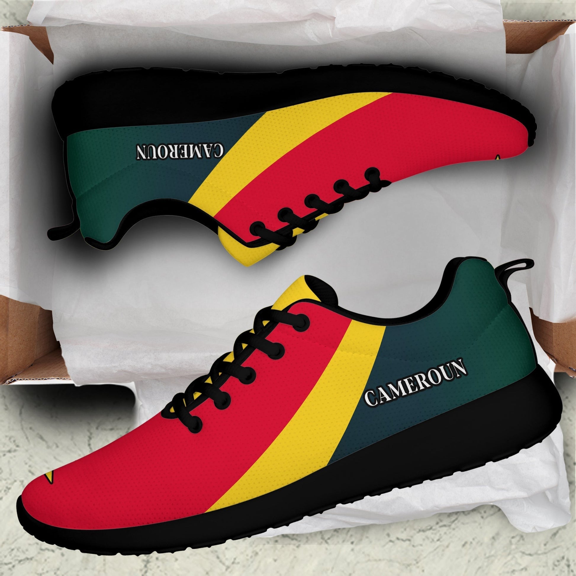 Cameroon Sporty Sneakers Map Cameroun Style Flag LT13