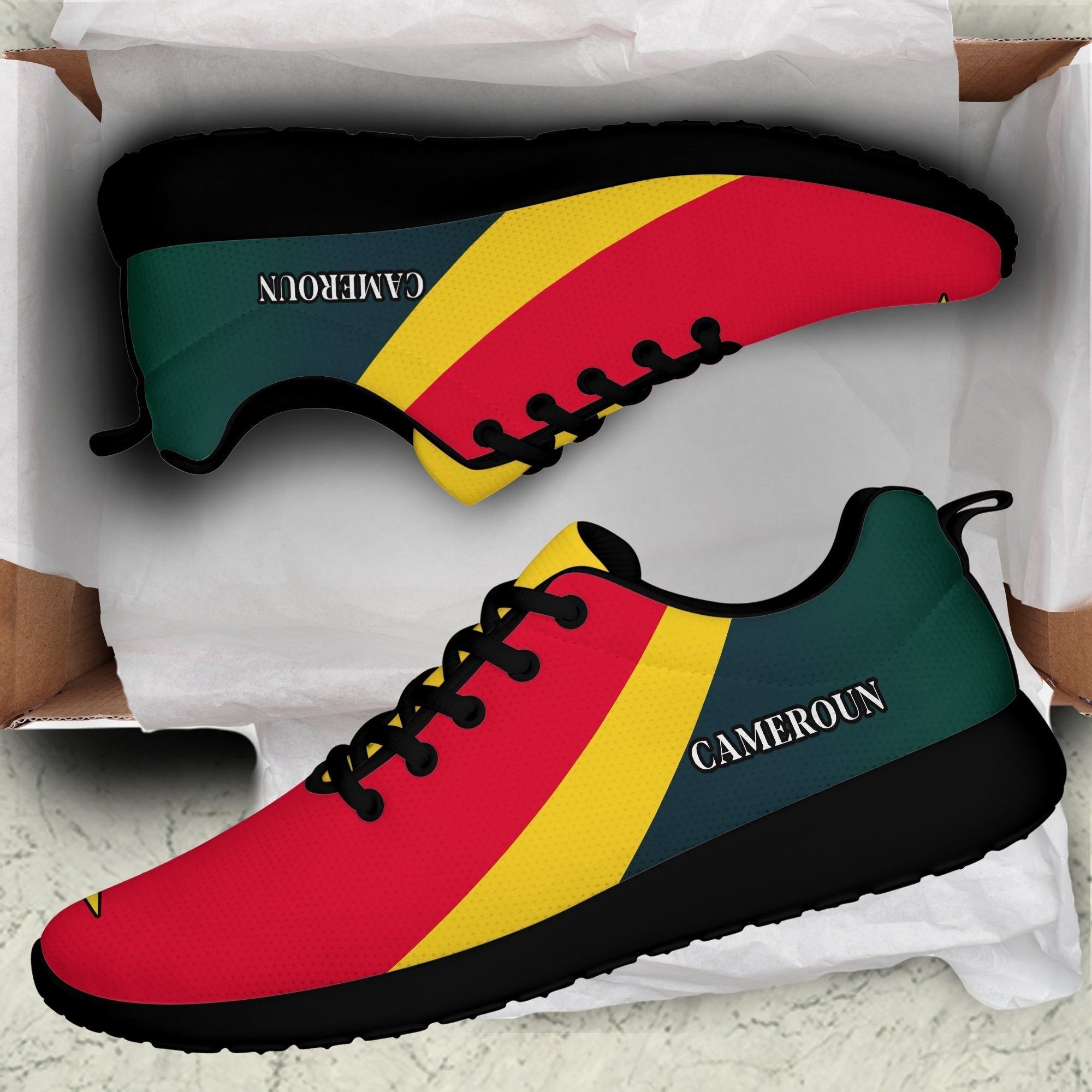 Cameroon Sporty Sneakers Map Cameroun Style Flag LT13