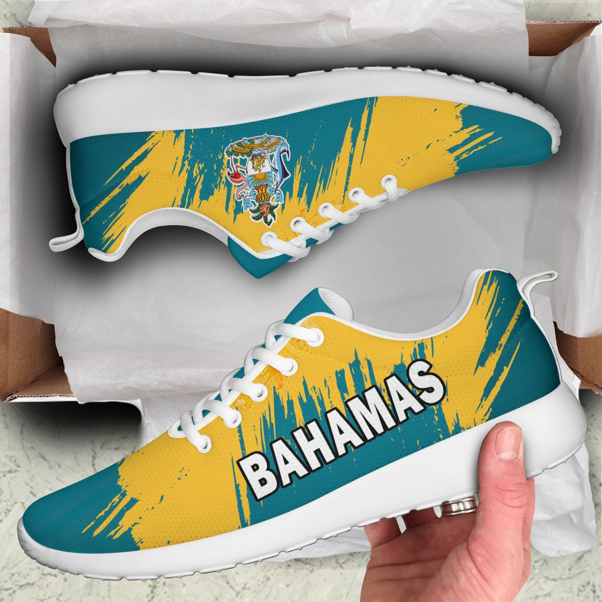 Bahamas Sporty Sneakers Blue Marlin With Bahamian Coat Of Arms LT14