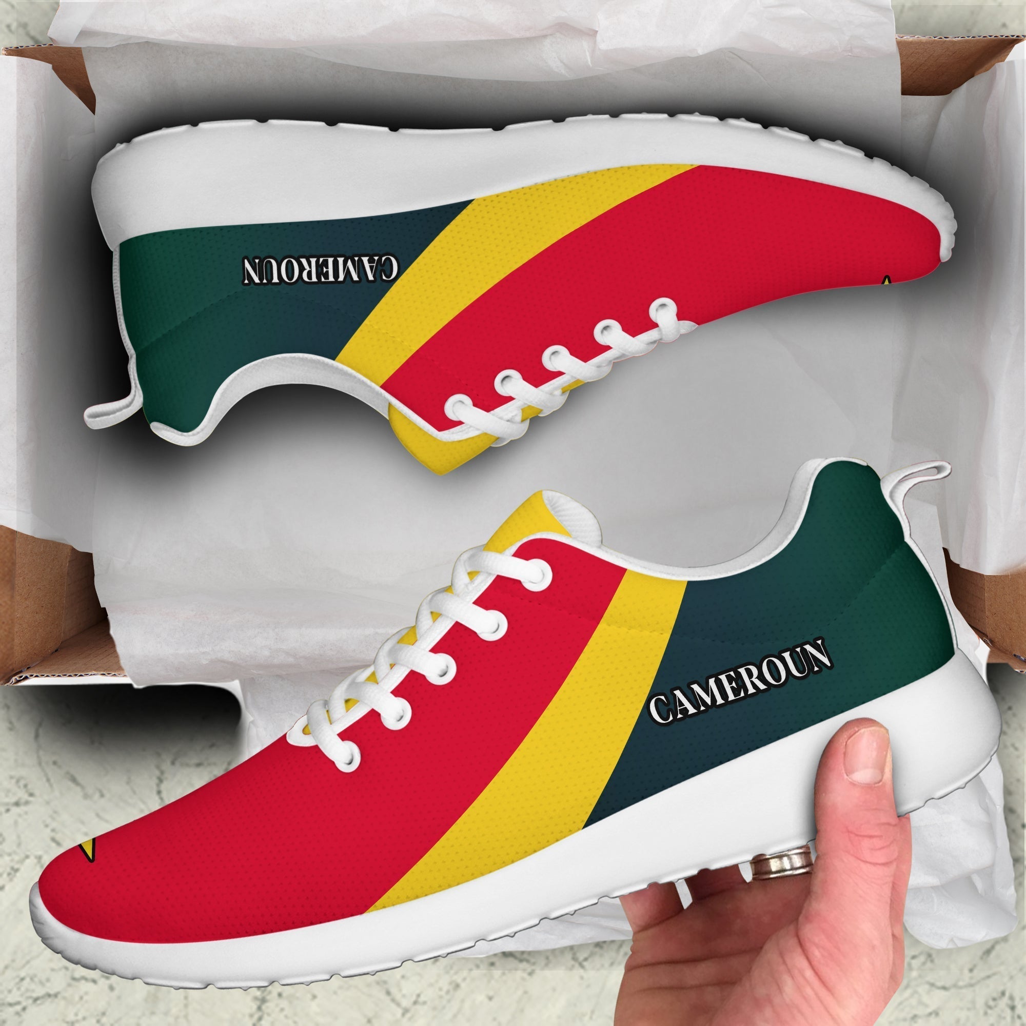 Cameroon Sporty Sneakers Map Cameroun Style Flag LT13