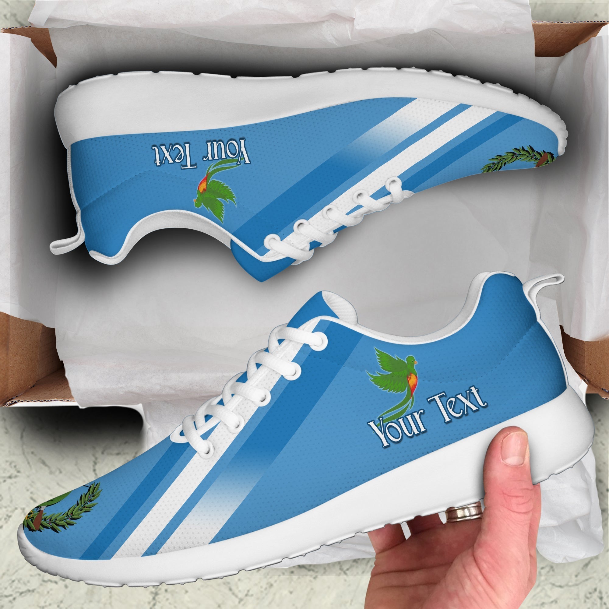 (Custom Personalised) Guatemala Sporty Sneakers Resplendent Quetzal Gorgeous LT13