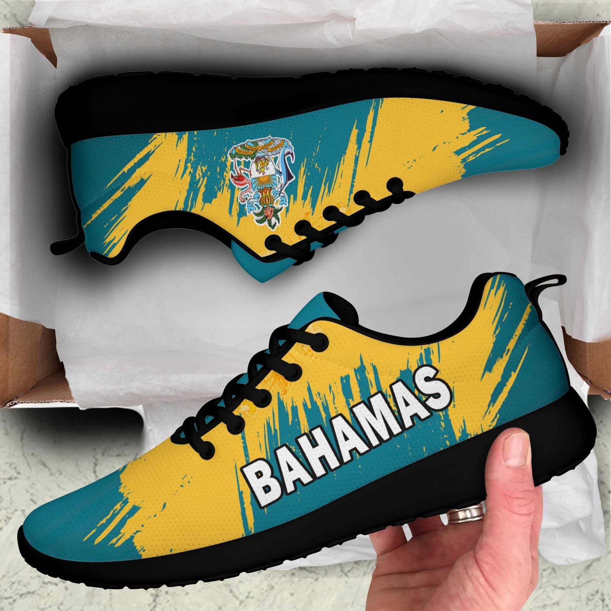 Bahamas Sporty Sneakers Blue Marlin With Bahamian Coat Of Arms LT14