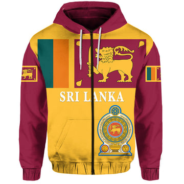 Sri Lanka Zip Hoodie Flag Vibes LT8