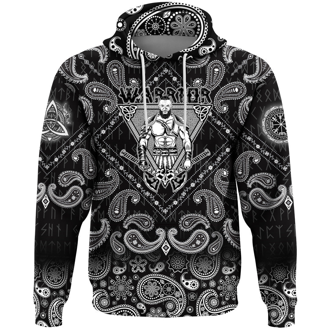 Viking Hoodie Strong Warrior with Bandana Paisley Style RLT12