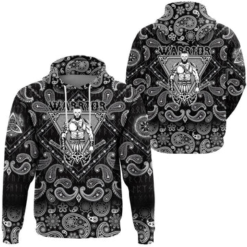 Viking Hoodie Strong Warrior with Bandana Paisley Style RLT12