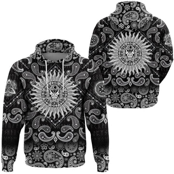 Viking Hoodie Sun Wolf Ethic with Bandana Paisley Style RLT12