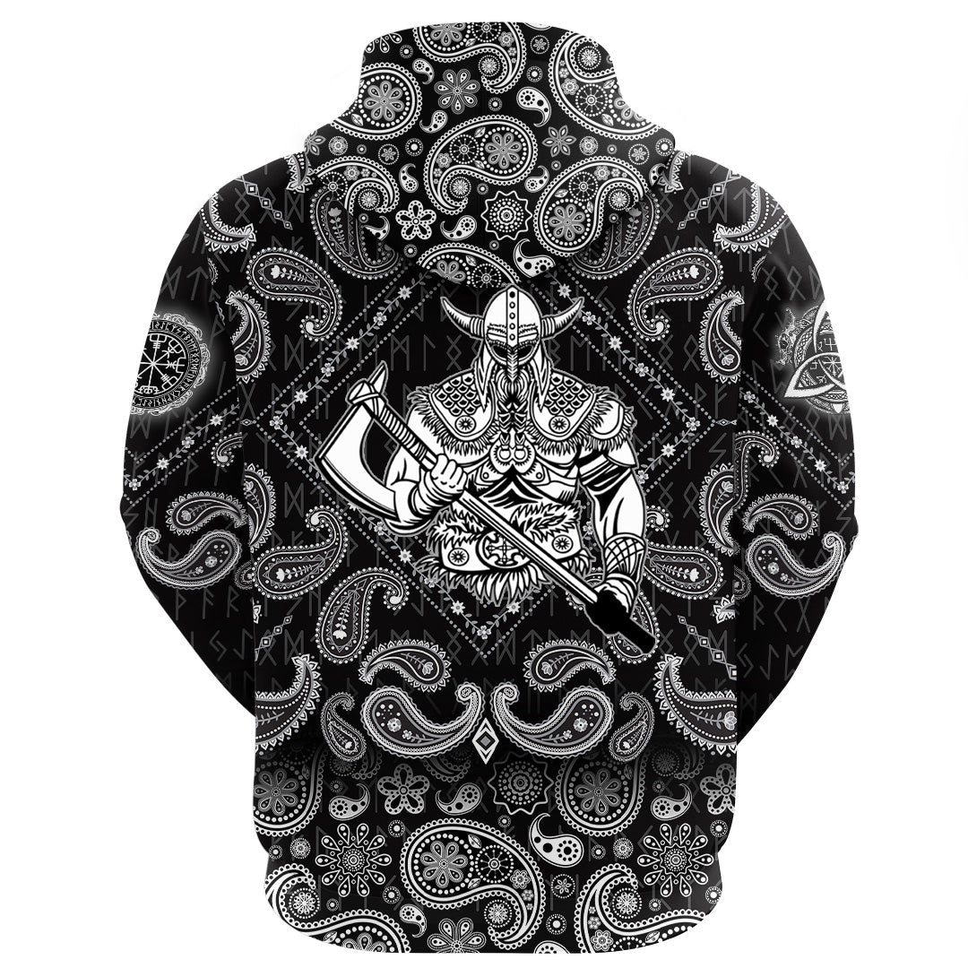 Viking Hoodie Super Warrior with Bandana Paisley Style RLT12