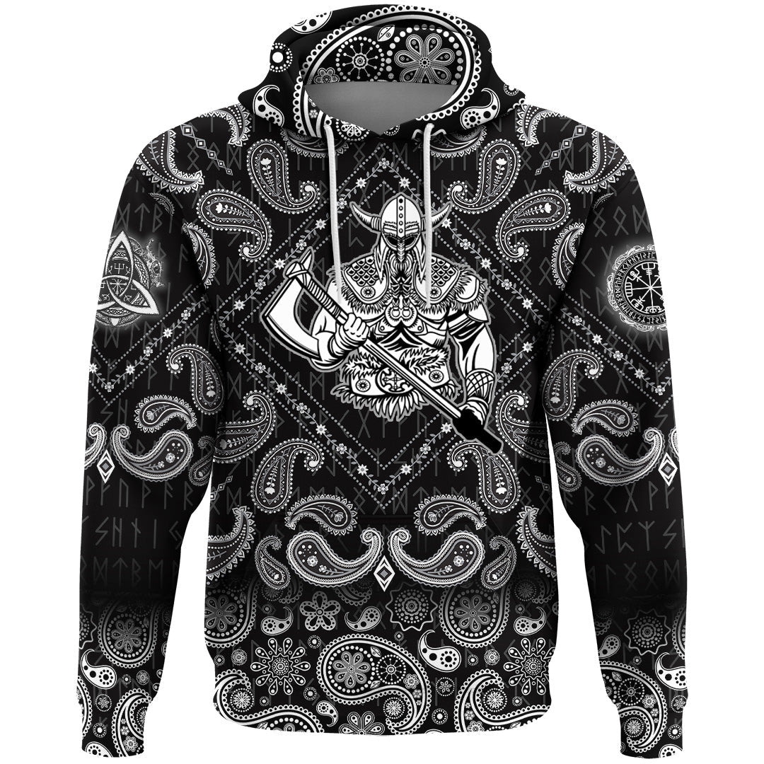 Viking Hoodie Super Warrior with Bandana Paisley Style RLT12