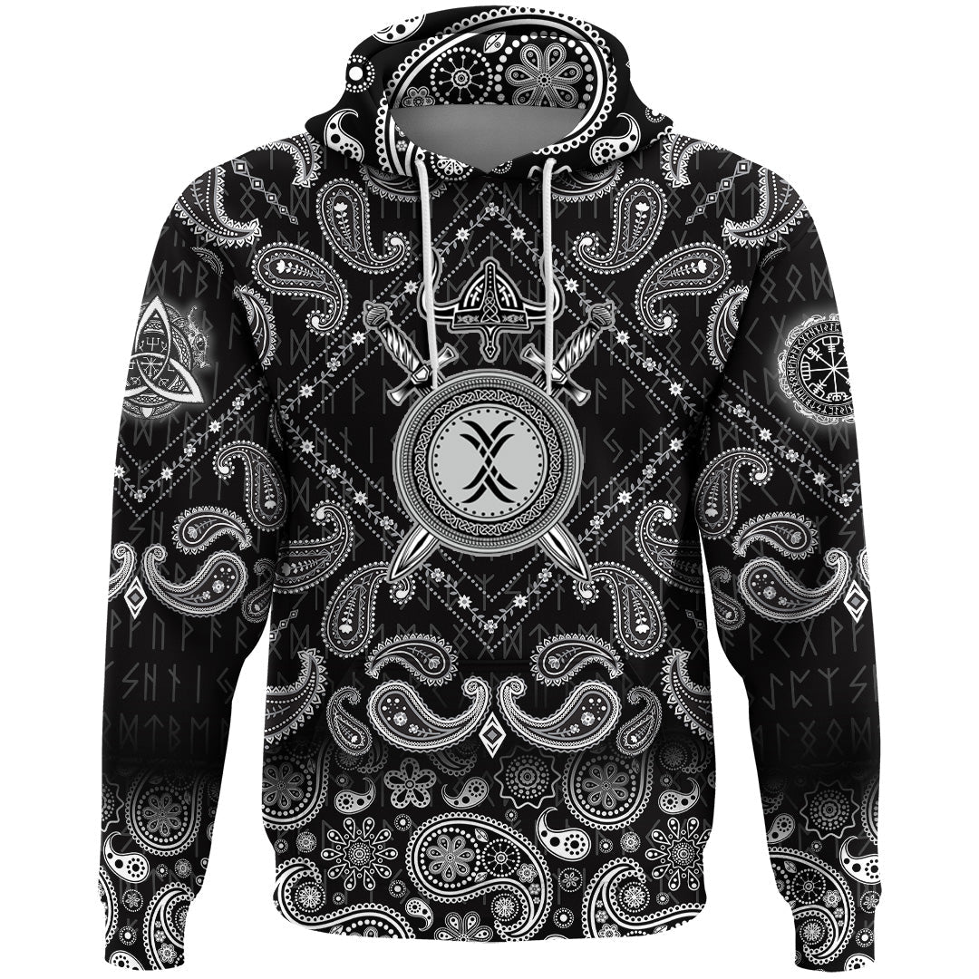 Viking Hoodie Sword Helmet and Shield with Bandana Paisley Style RLT12