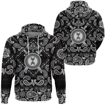 Viking Hoodie Sword Helmet and Shield with Bandana Paisley Style RLT12