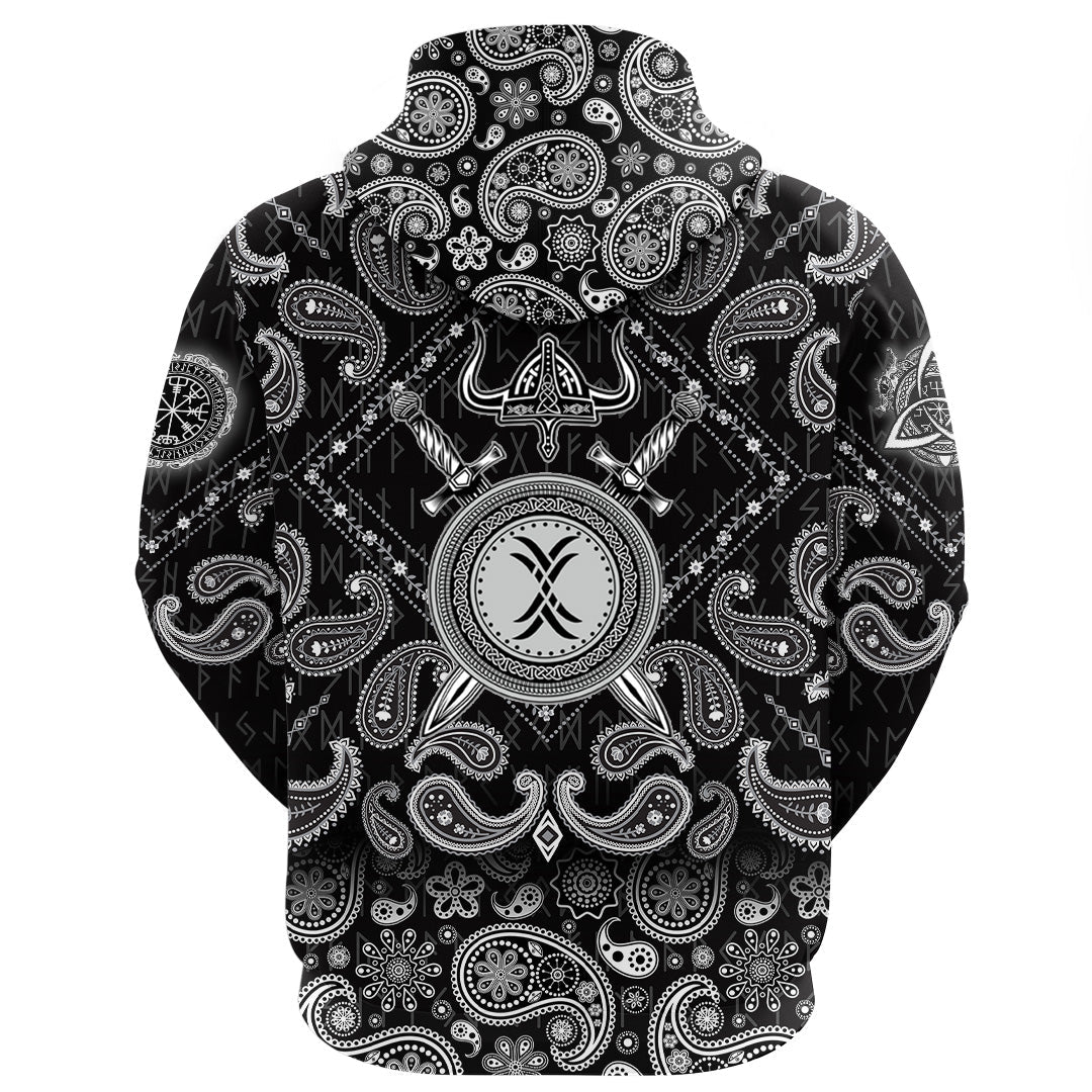 Viking Hoodie Sword Helmet and Shield with Bandana Paisley Style RLT12