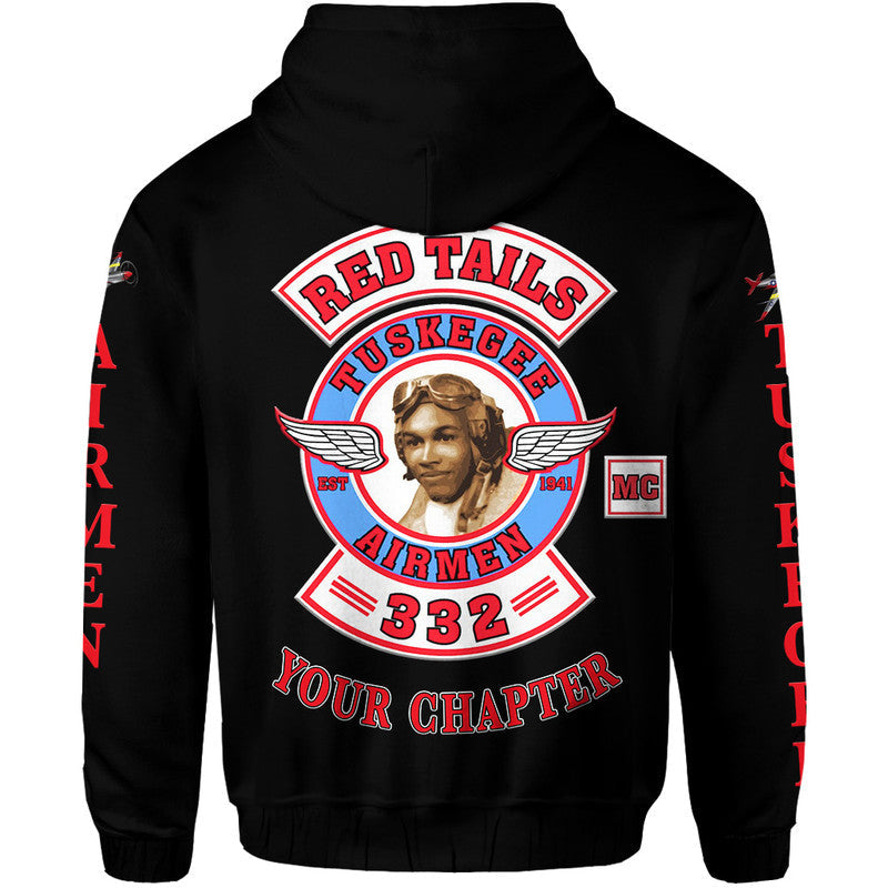 Custom Tuskegee Airmen Motorcycle Club Hoodie TAMC Red Tails Original Style Black LT8